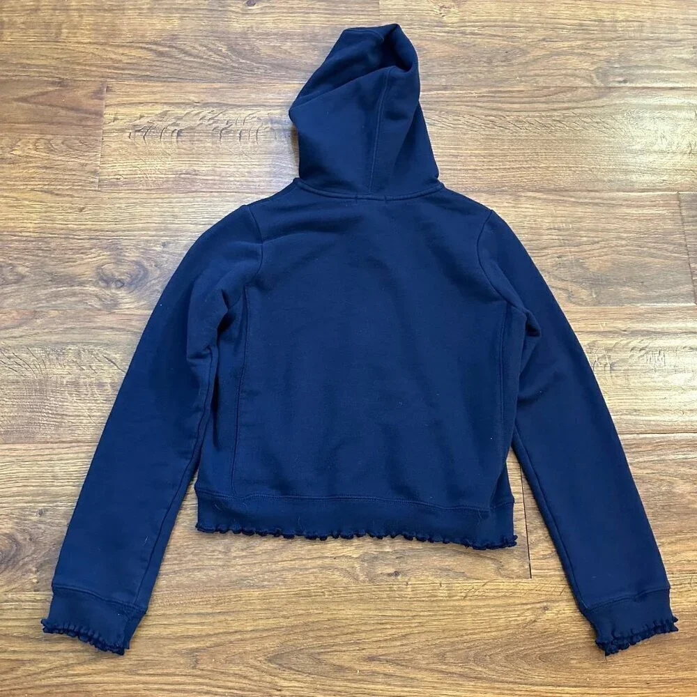 Ralph Lauren navy zip up sweatshirt hoodie with ruffles lettuce trim